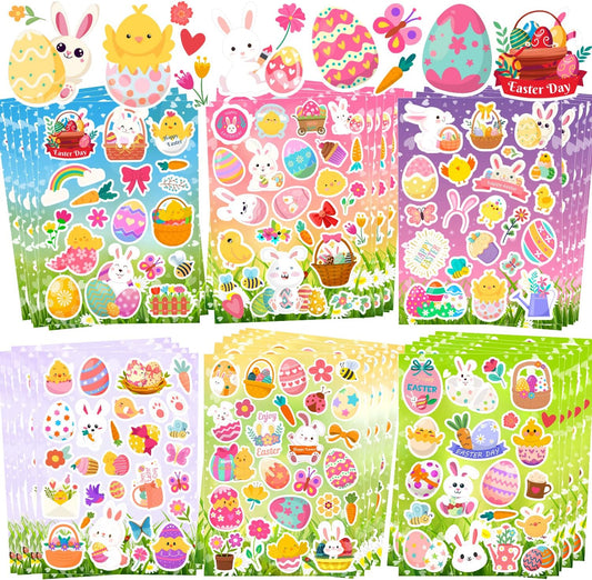 36 Sheets Easter Stickers, Easter Stickers for Kids, Easter Egg Stickers Bunny Stickers for Kids Easter Egg Decorating Party Favors Treats, Crafts, Basket Stuffers,Goodie Bag Fillers