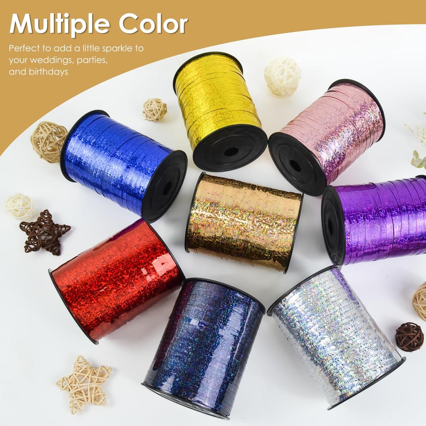 Rose Gold Curling Ribbon - 500 Yard Shiny Metallic Curly Gift Wrapping Ribbon for Florist Flowers