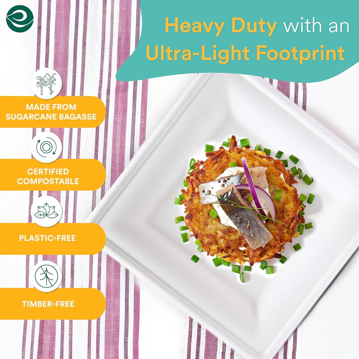 ECO SOUL Compostable Paper Plates 6 Inch (100 Count) Heavy Duty Disposable Dessert Plates, Eco-Friendly Sugarcane Bagasse Small Plates For Appetizer- White