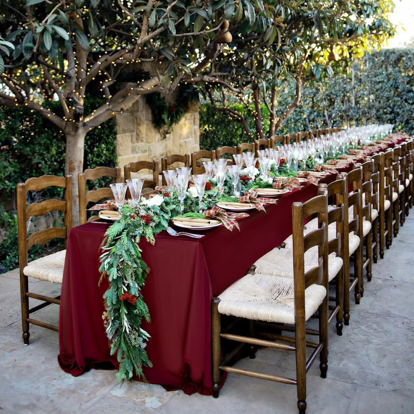 6 Pack Burgundy Tablecloths for 8ft Rectangle Tables 60 x 126 Inch - Polyester Table Cover Stain and Wrinkle Resistant Washable Fabric Table Clothes for Wedding Party Banquet Reception Restaurant