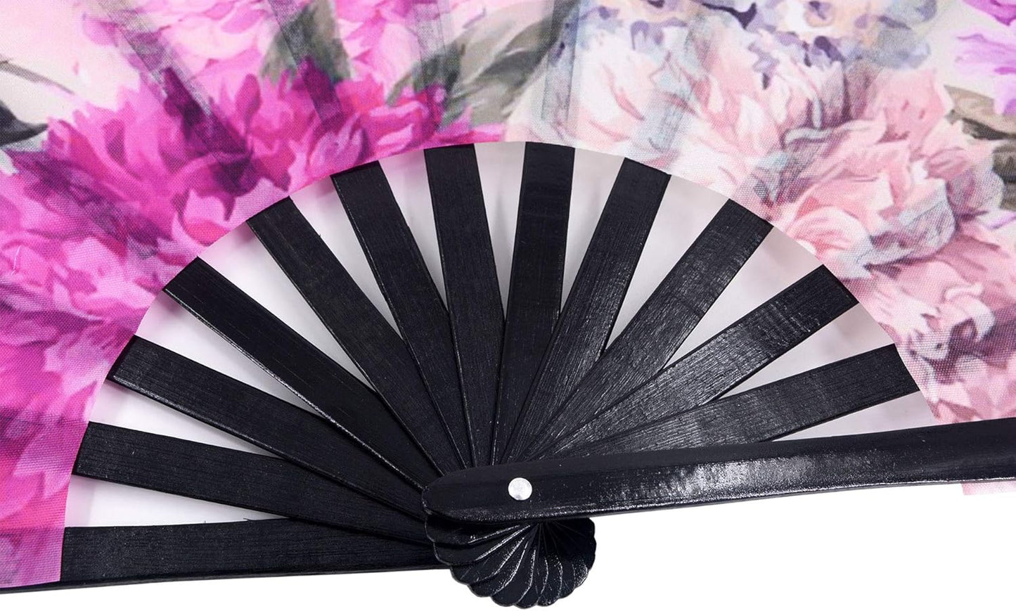 Amajiji Large Folding Hand Rave Fan Popping Fan for Line Dancing Clacking Fans for Boots On The Ground Dance,Party,Decoration,Festival (Peony Flower)