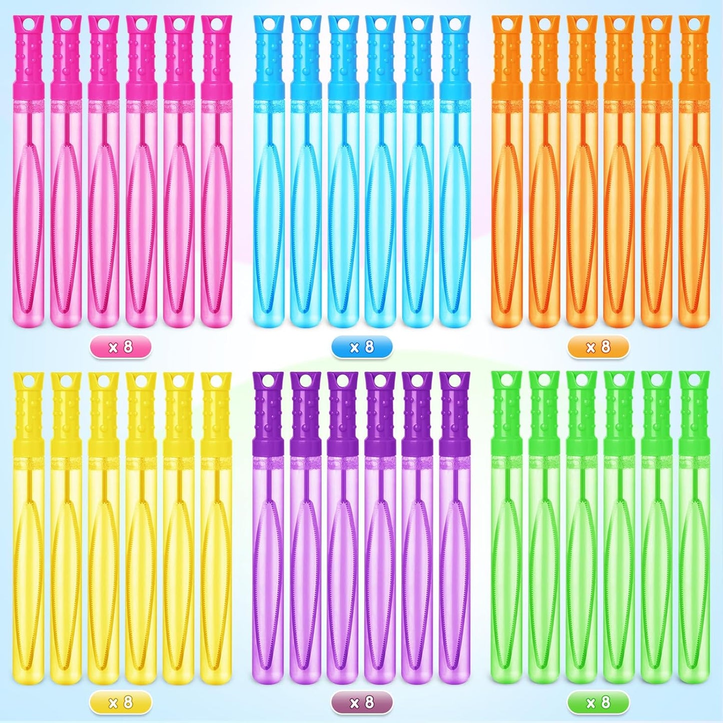 Bubble Wand, 48 Pcs Bubble Wands Bulk in 6 Colors, Bubble Party Favors for Kids, Summer Toys, Indoor Outdoor Activity, Themed Birthday, Wedding, for Girls & Boys