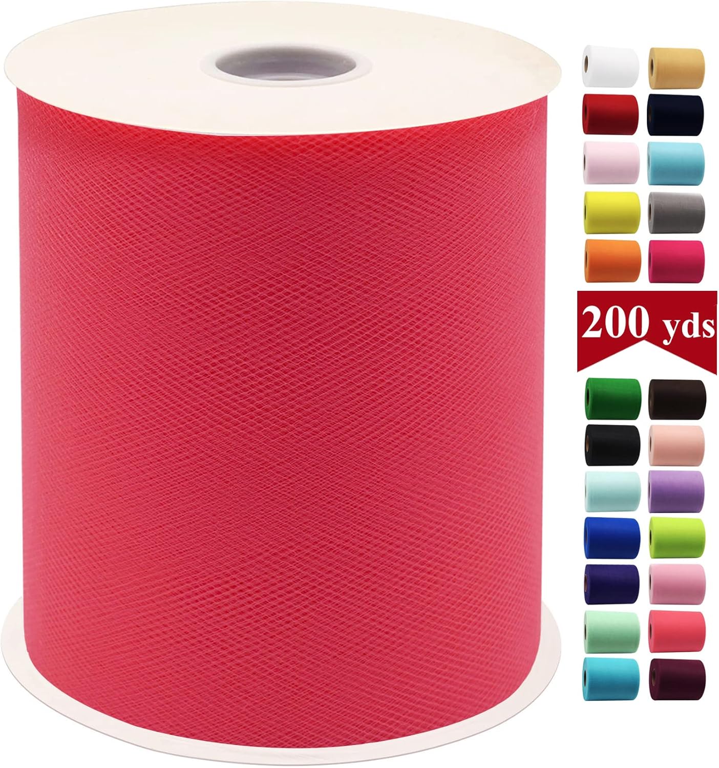 Coral Tulle Fabric Rolls 6 Inch by 200 Yards (600 feet) Fabric Spool Tulle Ribbon for DIY Coral Tutu Bow Baby Shower Birthday Party Wedding Decorations Craft Supplies