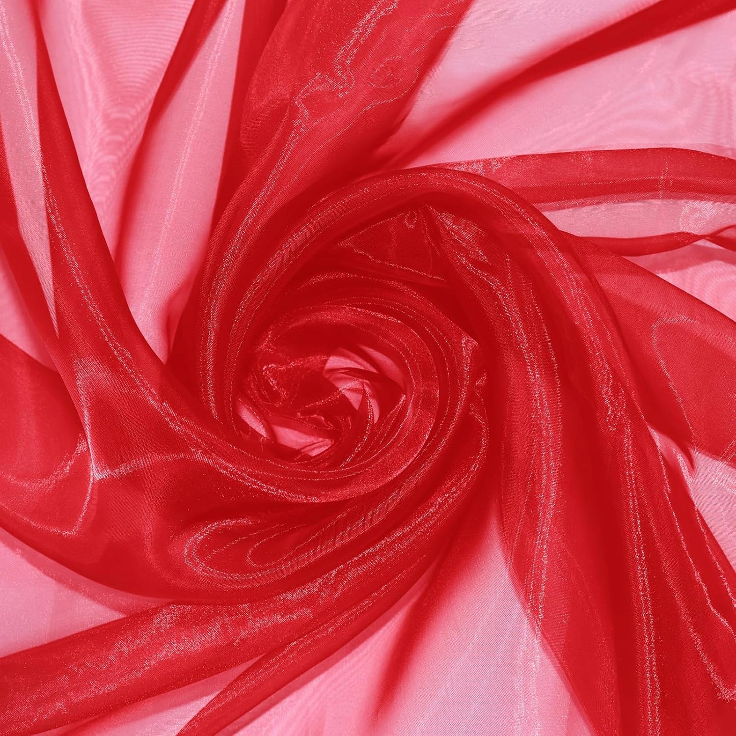 P Pothuiny Sheer Organza Fabric by The Yard, 3 Yards x 60 Inch Wide Bridal Red Organza Tulle Fabric Roll Shiny Gauze Fashion Dress Sewing Craft for Wedding Party Decorations Backdrop