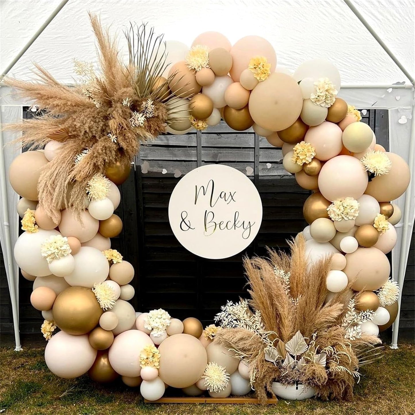 Beige White Gold Balloons, 60Pcs Beige White Sand Metallic Gold Confetti Balloons for Girls, Neutral Cream Ivory Double Stuffed Nude Gold Balloons for Women Birthday Boho Wedding Party Decorations