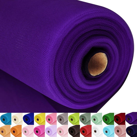 Purple Tulle Fabric Roll Spool Bolt (54 Inch by 40 Yards) Large Tulle Wedding Party Decoration, Tutu Skirt, Table Runner, Gift Wrapping, Bridal Shower, Soft & Drape (Purple)