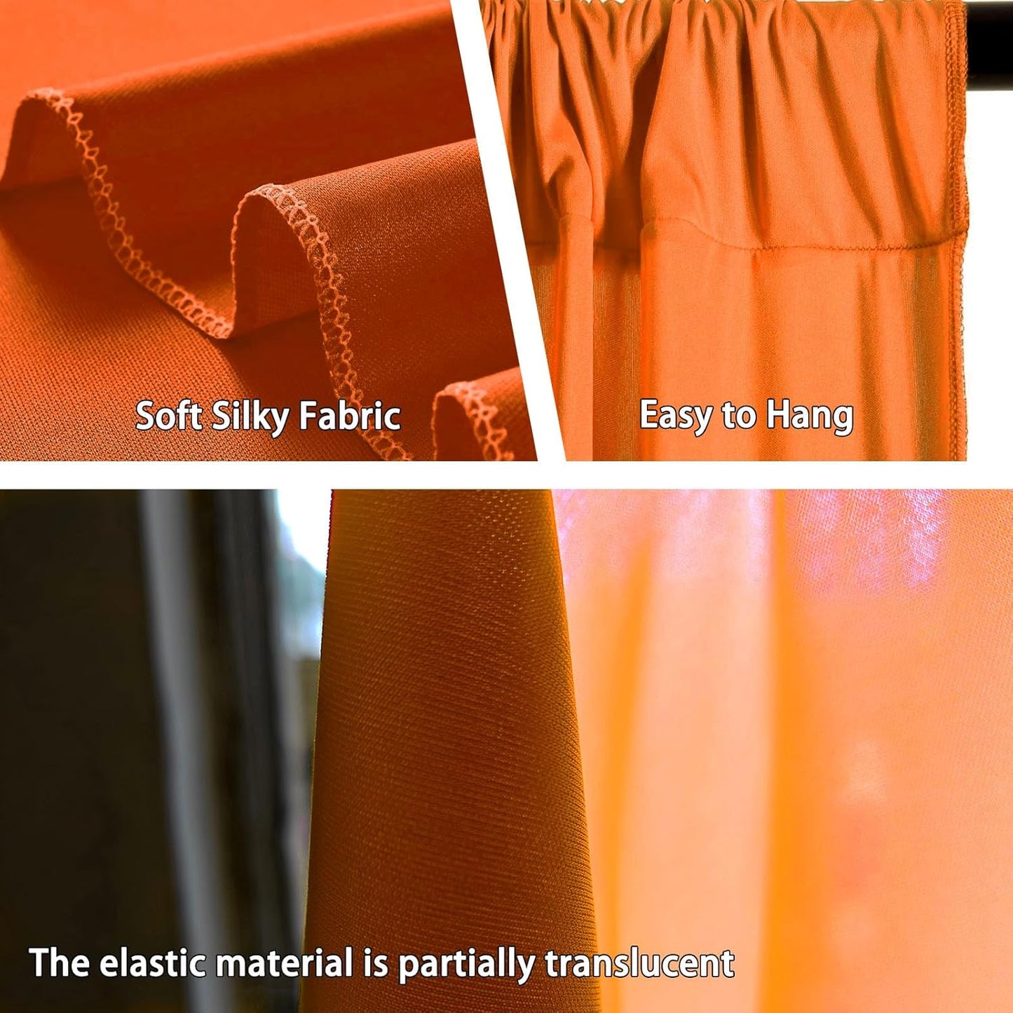 10 x 7 Feet Orange Backdrop Curtain for Partie, Background Curtains for Photoshoot, Birthday, Wedding, Halloween, Thanksgiving, Christmas Day, New Year Party Decorations 5Ft x 7Ft, 2 Panels