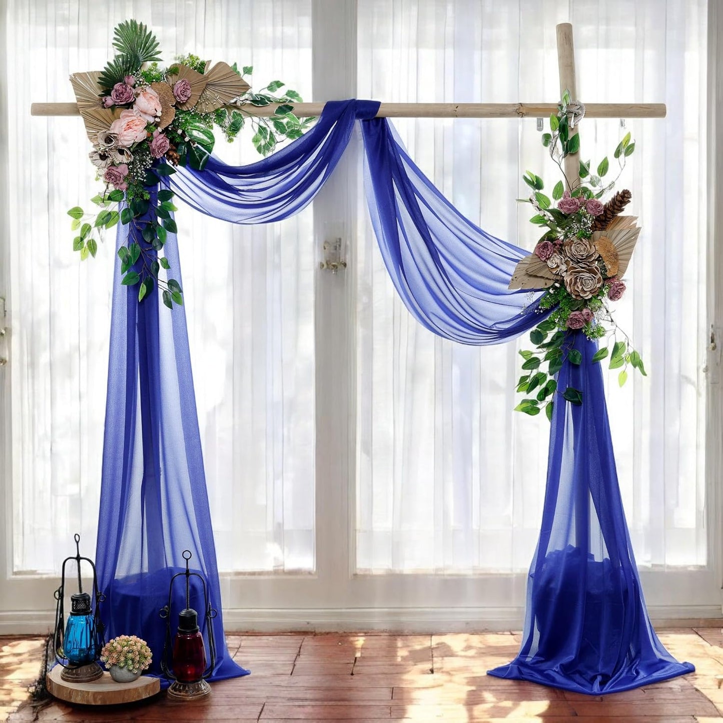 MDS Halloween Chiffon Draping Fabric - 1 Panel, 30" Wide x 100ft Long - Sheer Spooky Arbor & Canopy Drapery for Haunted House Backdrops, Party Ceilings, DIY Costumes & Themed Events - Royal Blue