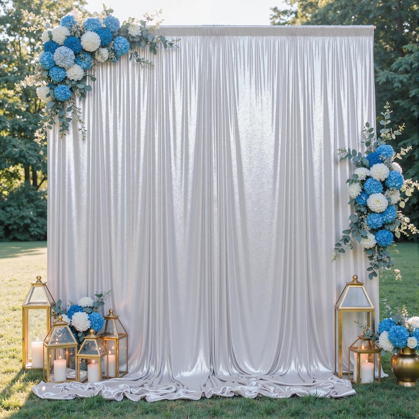 10x10FT Silver Sequin Backdrop - 2 Panels 5x10FT Wrinkle-Free Glitter Drapes for Weddings, Parties & Events