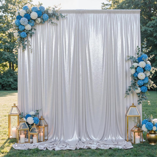 10x10FT Silver Sequin Backdrop - 2 Panels 5x10FT Wrinkle-Free Glitter Drapes for Weddings, Parties & Events