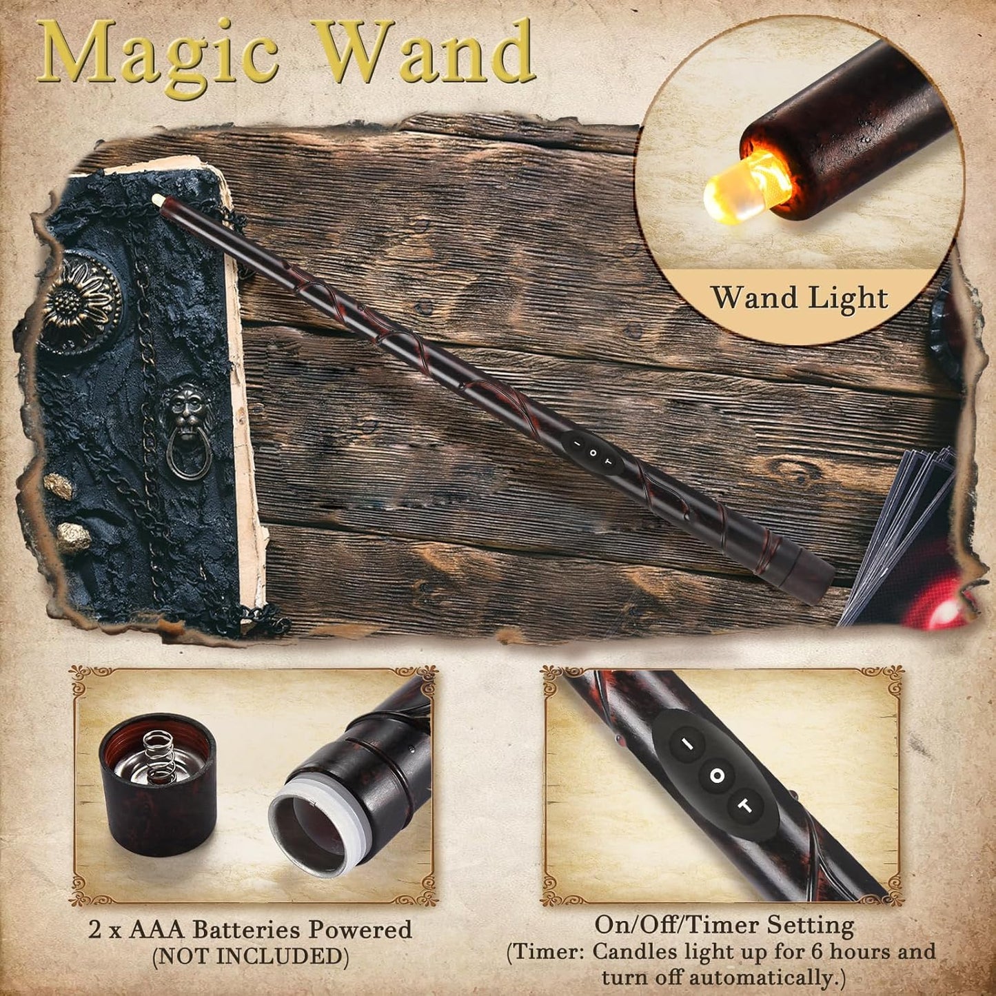 Halloween Decorations, Floating Candles with Magic Wand & 6H Timer Function,12 PCS Hanging Battery Operated Flickering Flameless Candles for Halloween Decor, Chrismas Party, Birthday, Wedding, Church