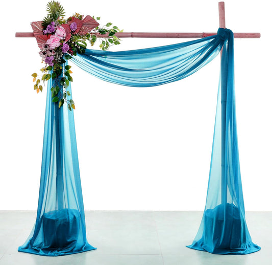 VDS Pack of 1 Panel (30 Inch X 30 Feet) Wedding Arch Draping Fabric Sheer Chiffon Fabric Drapery for Wedding Ceremony Reception Swag Backdrop Canopy Chuppah ARBO Altars Decoration (Dark Teal)