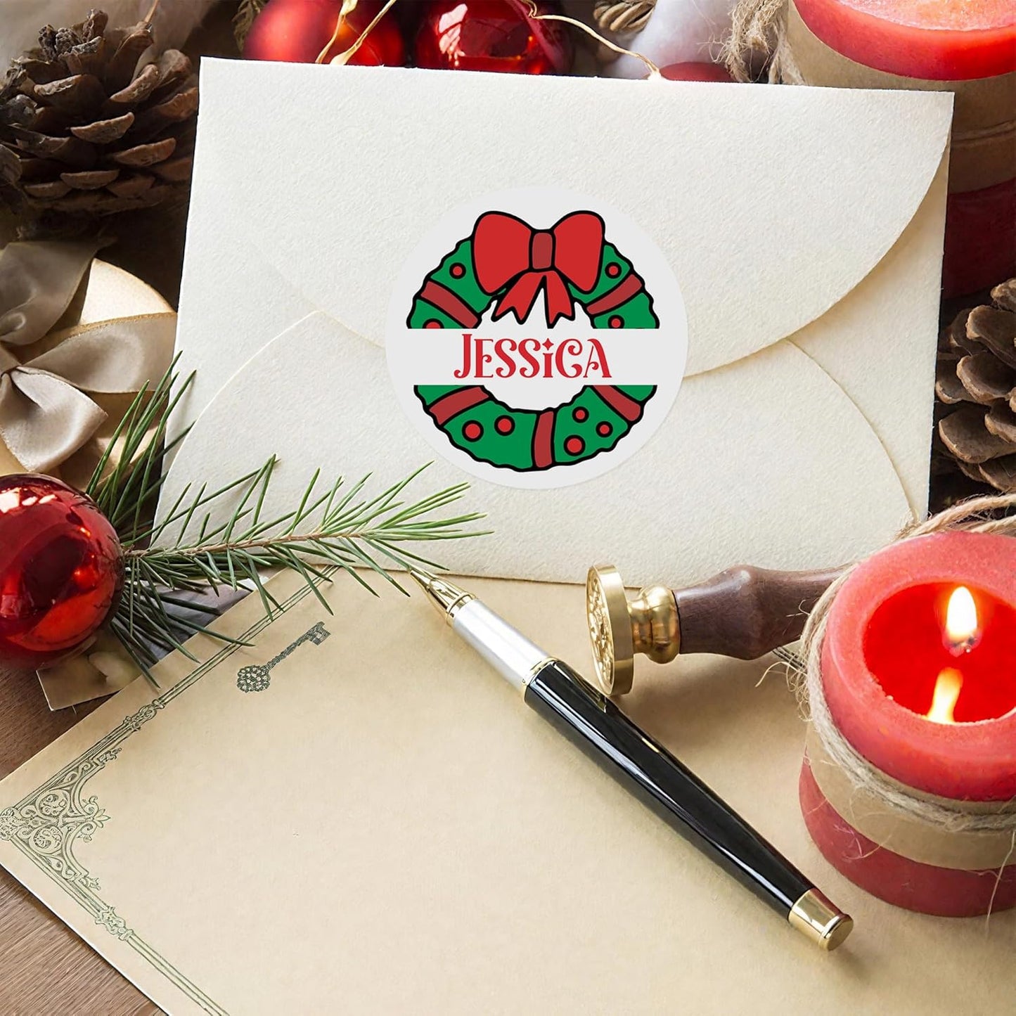 Personalized Christmas Stickers, Custom Name Waterproof Christmas Gift Tags for Gift Box Holiday Decorations, Stockings, Party Favors (Initial 2)