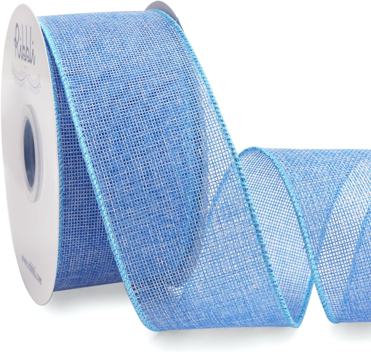 Ribbli Baby Blue Burlap Wired Ribbon, 2-1/2” Inch x Continuous 20 Yard, Wired Edge Ribbon for Wreaths,Big Bows,Tree Decoration,Outdoor Decoration