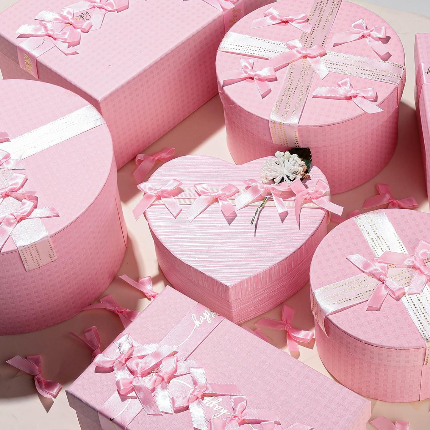 YGDZ Mini Pink Bows - 50 PCS, Satin Fabric Ribbons for Crafts, Tiny Bows for Wedding Party Favors, Gift Box Decorations