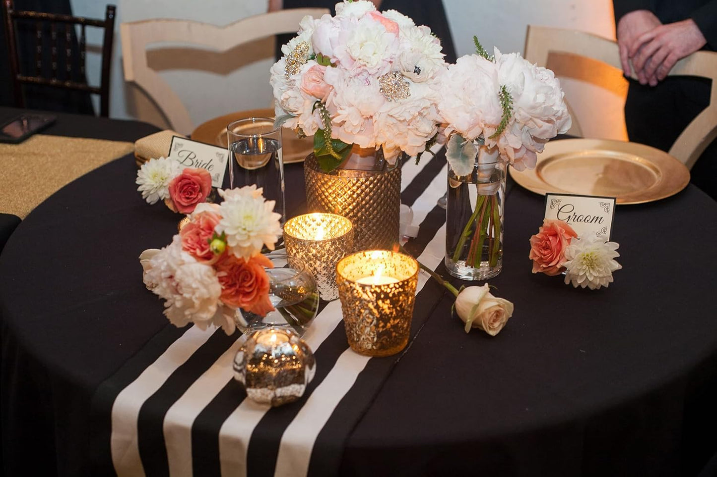 6 Pack Round Tablecloths - 90 Inch, Black Polyester Table Cover for Round Table, Stain and Wrinkle Resistant Washable Fabric Tablecloth, Polyester Tablecloth for Wedding Banquet Parties