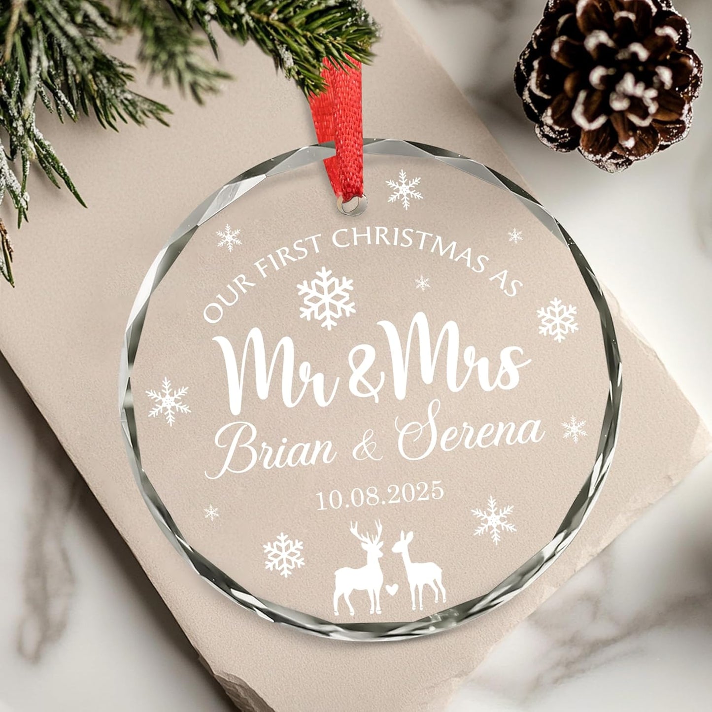 Personalized Our First Christmas As Mr Mrs Christmas Ornament - Ornaments Wedding Gifts For Couples Married - Wedding Gifts For Newlywed Couple, Bride And Groom, Bridal Shower Gift