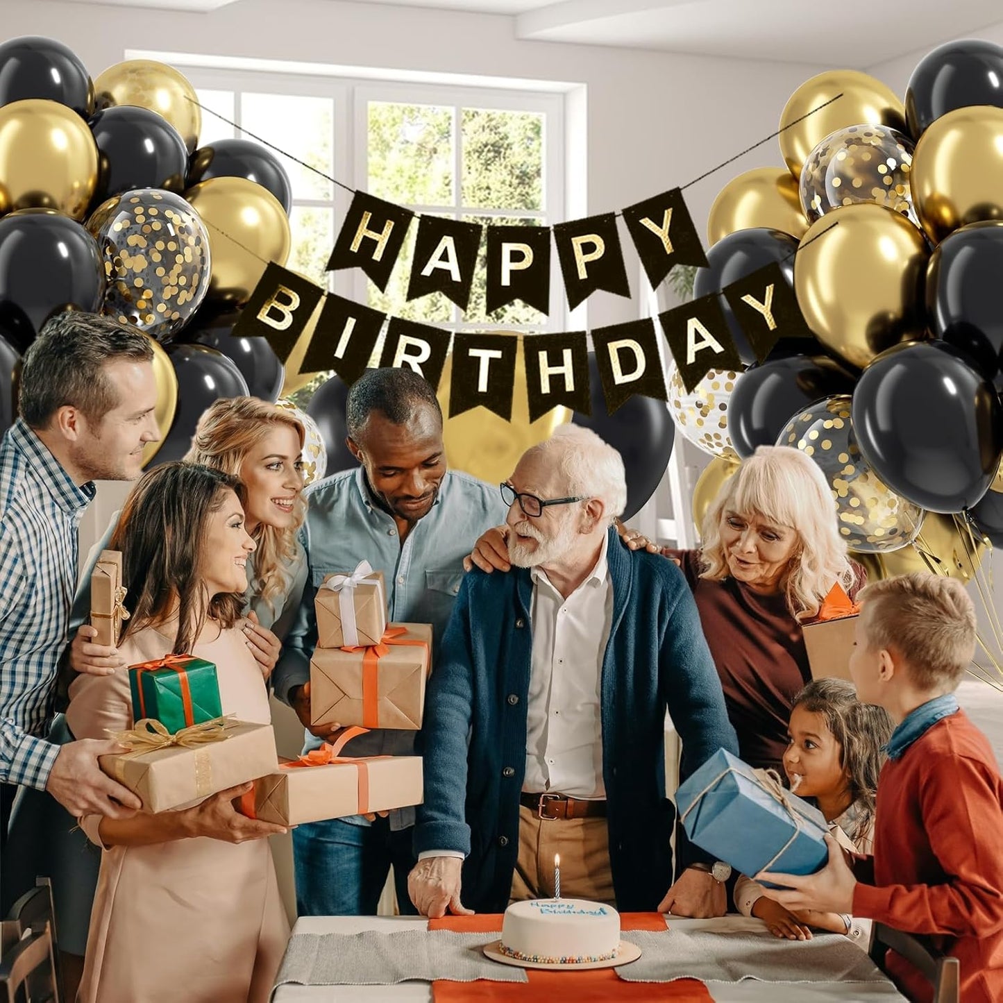 Black and Gold Balloons, 60pcs 12inch Black Metallic Gold Confetti Balloons for Graduation 2025 Anniversary Birthday Party Decorations