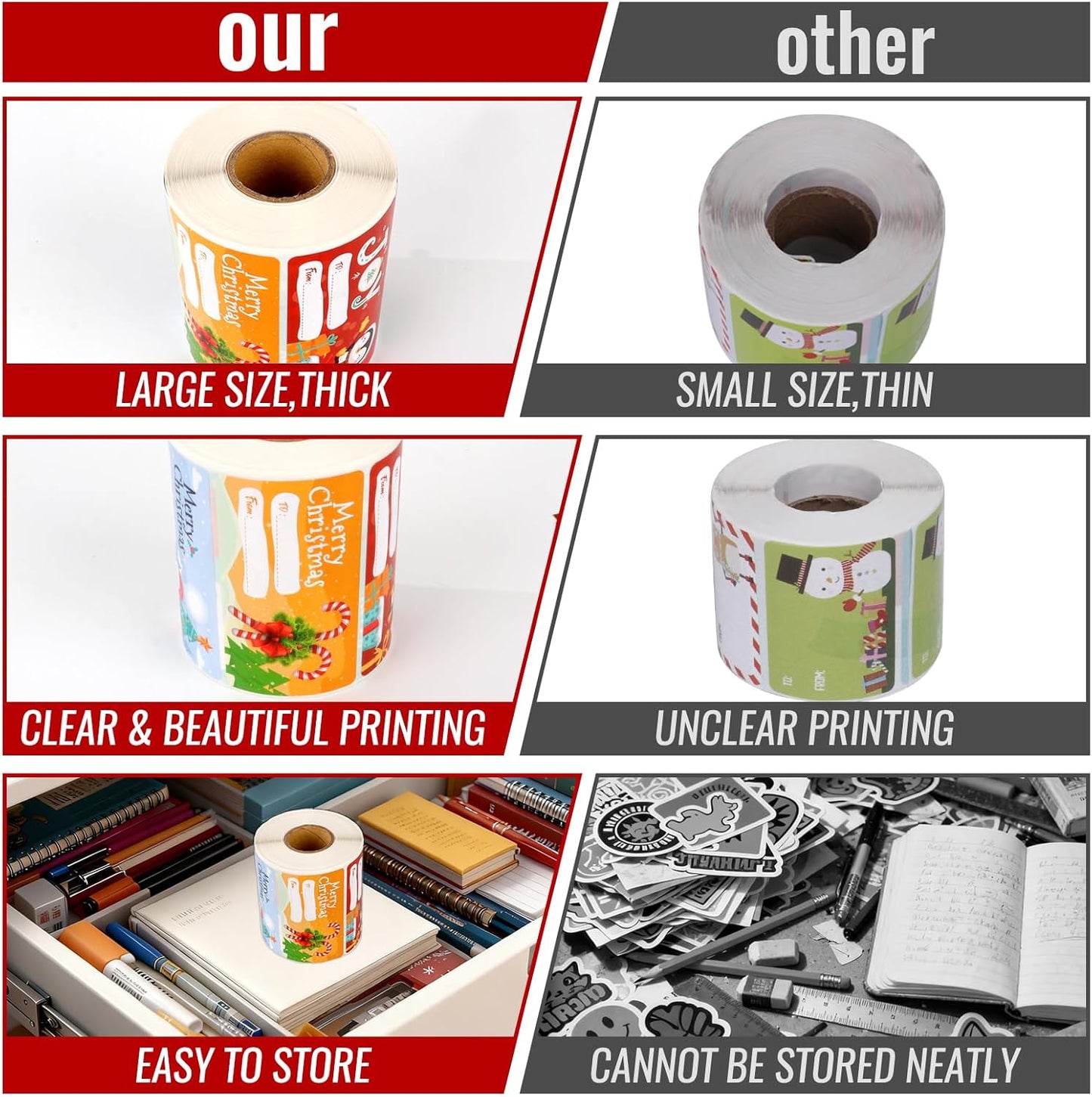 500 PCS Christmas Gift Tags Christmas Santa Claus Stickers Self Adhesive Cartoon Christmas Tag Christmas Festival Holiday Decor（New）