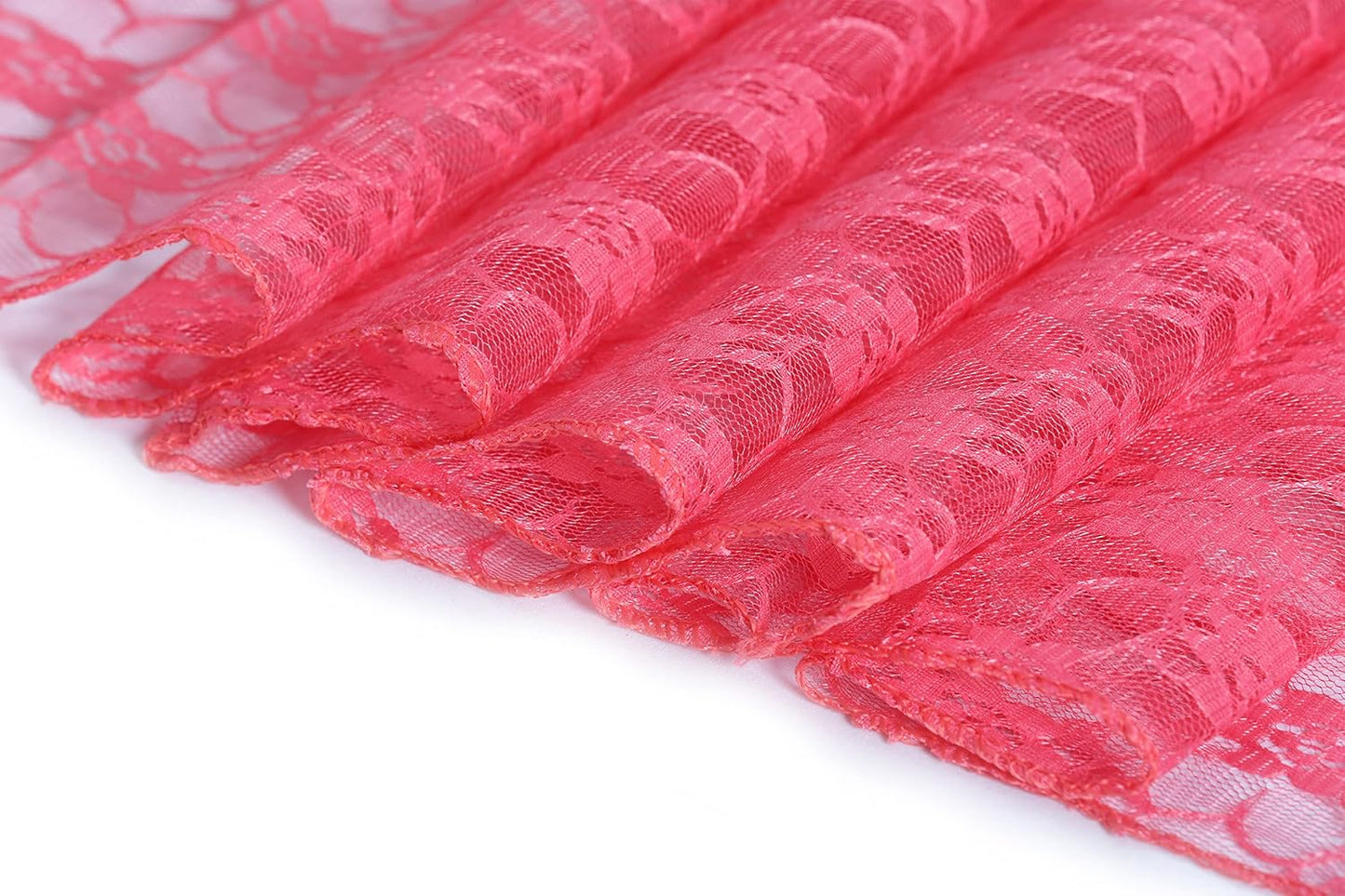 MDS Pack of 15 Wedding 12 x 108 inches Lace Table Runner for Wedding, Decorations for Birthday Parties, Banquets, Graduations, Engagements, and Runners fit Rectangle, Round Table- Coral