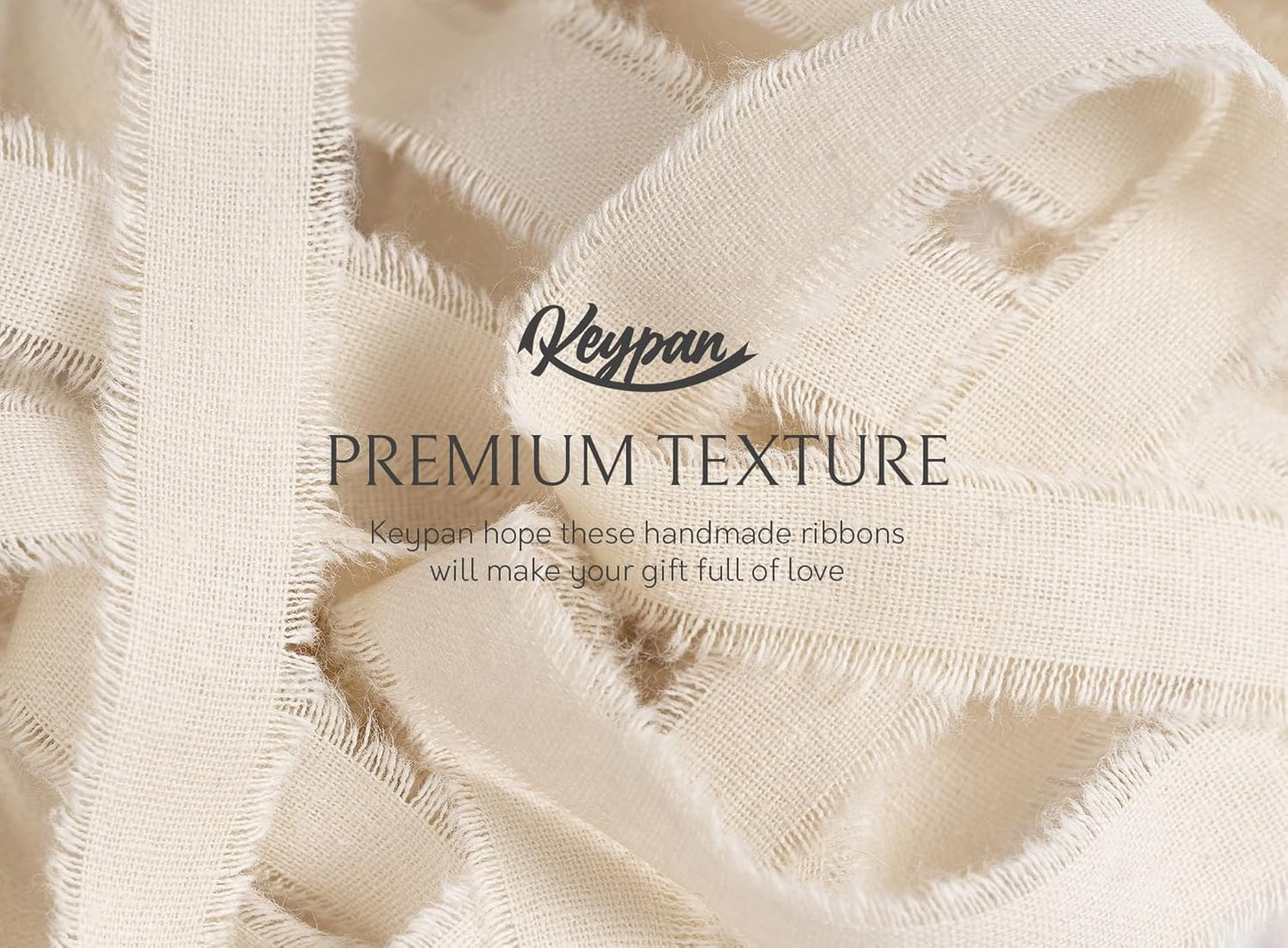 Nude Ribbon 5/8" x 21 Yards with Frayed Fringe Fabrics Cotton Ribbons for Gift Wrapping Wedding Invitations Flower Bouquet Baby Shower