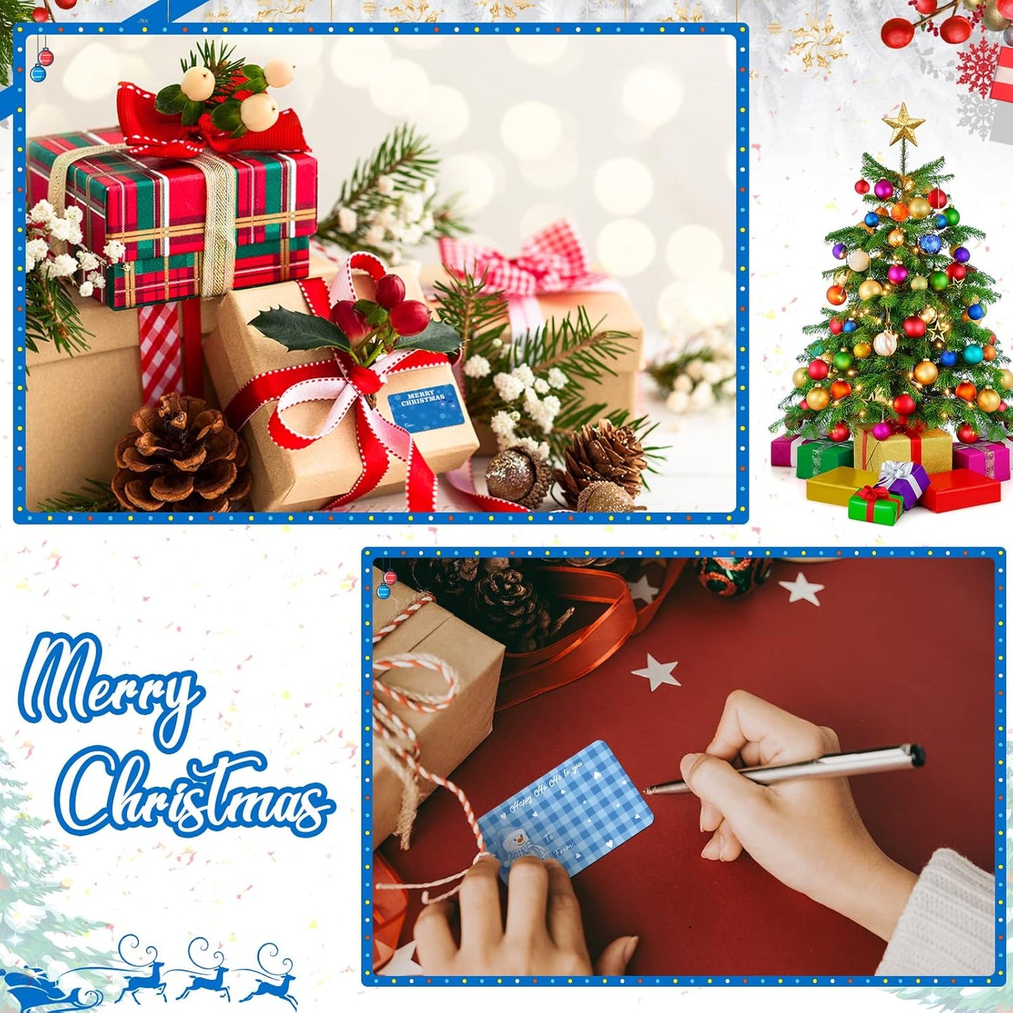 Zonon 720 Self-Adhesive Kraft Christmas Name Tags - Natural Kraft Paper Tags & Stickers for Decoration