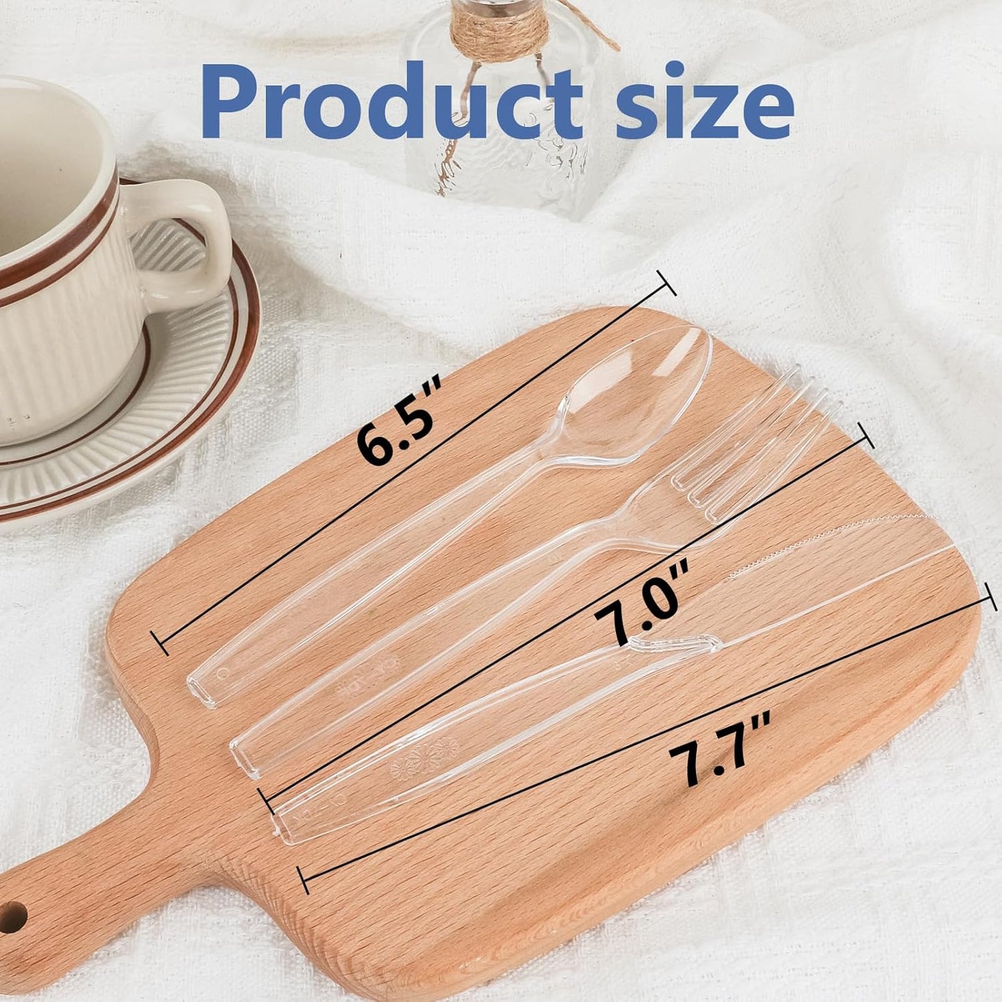 SACATR 1000 Count Plastic Silverware Heavy Duty - 400 Forks, 400 Spoons, 200 Disposable Knives, BPA-Free, Disposable Plastic Cutlery Set, Plasticware Suitable for Party Everyday Use ﻿