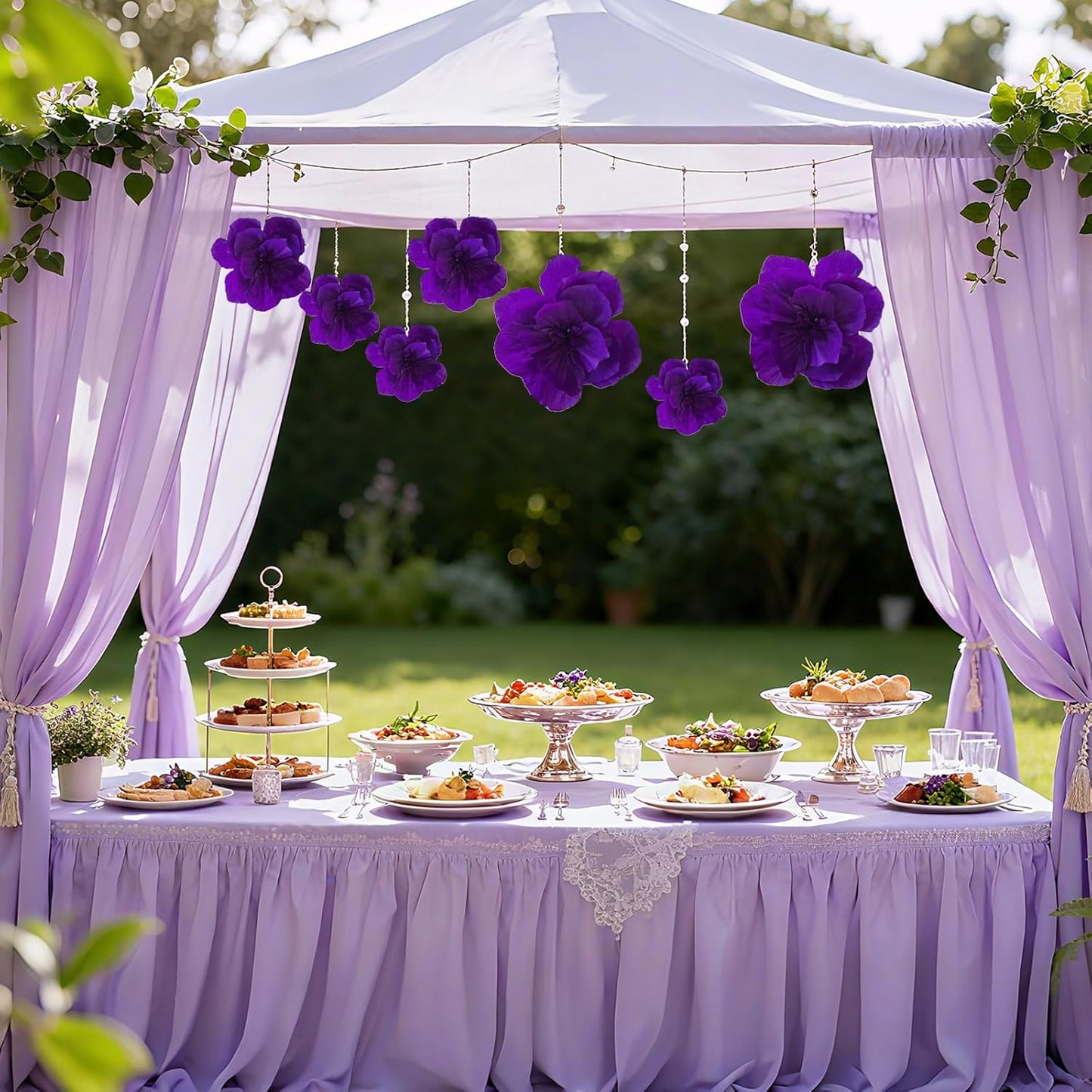 BRT Bearingshui Crepe Paper Flowers Decoration for Wall Total 9 Pcs, Artificial Flowers Backdrop for Wedding Decor Baby Bridal Shower Birthday Party, Purple 3D Wall Flowers Decor