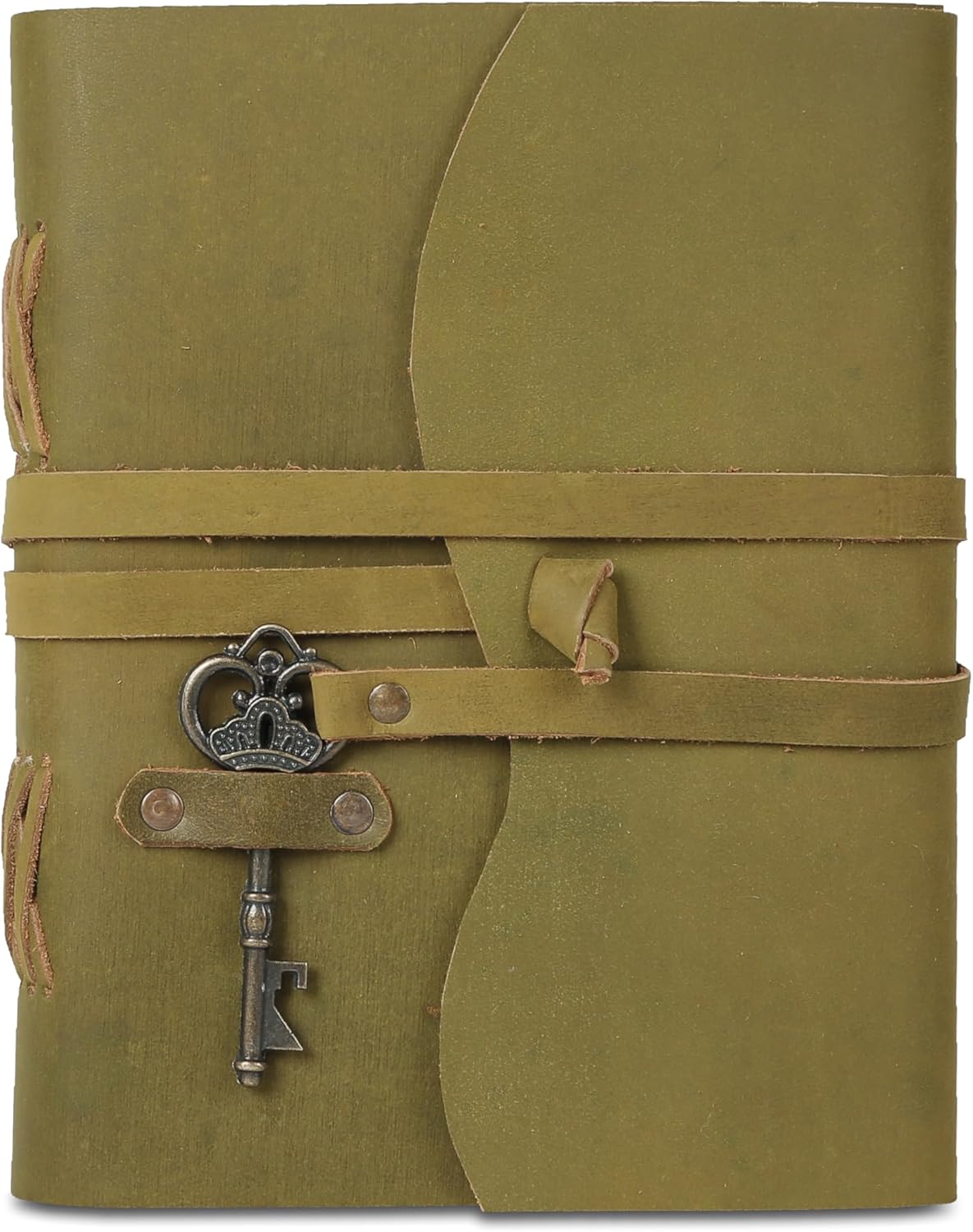 Leather Journal with Lined and Unlined Deckle Edge Paper 8x6 inch and Vintage Key | Handmade Writing Notebook Diary | Bound Daily Notepad for Men & Women Medium, Sketch/Writing pad for Artists