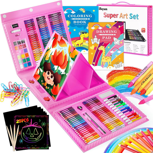 Stocking Stuffers, Art Supplies, Arts and Crafts for Kids Ages 8-12, Teens Girls Christmas Gifts, 251-Pack Art Set Case with Trifold Easel, Sketch Pads, Gifts for 5-12 Year Old Girl