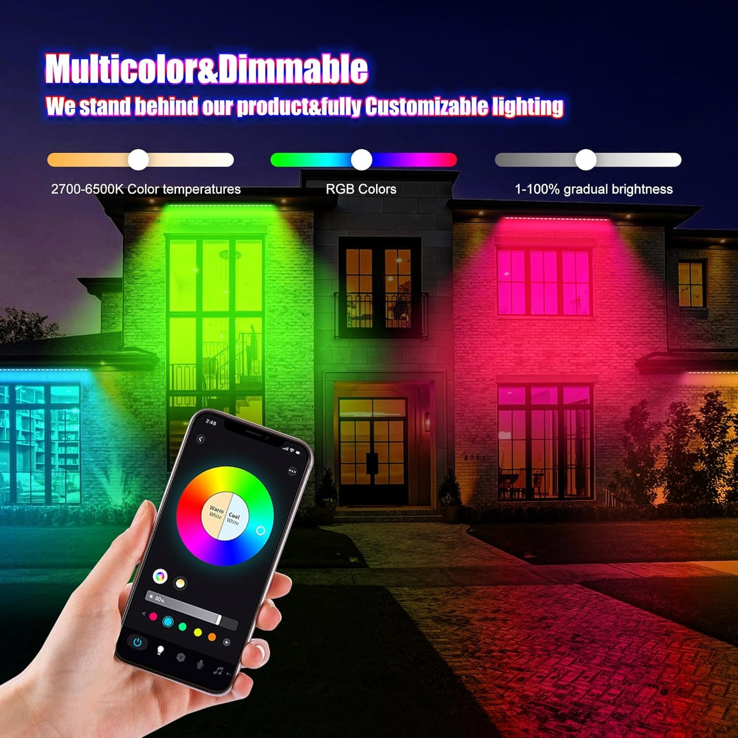 Smart Wall Washer Light Dimmable APP Control, 180W RGBCW Color Changing Linear LED Light Bar with RF Remote Control, Group Function, Timing, Perfect for Outdoor & Indoor Lighting Projects