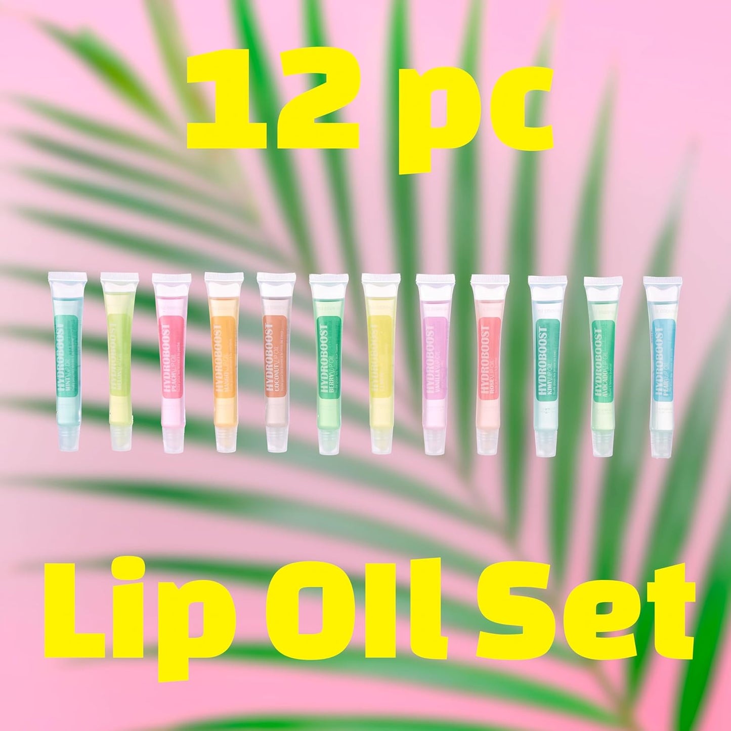 EXPRESSIONS 12pc Lip Oil Set - Flavored Lip Oils Value Pack, Hydrating Lip Oils w/Squeeze Tube Application, Moisturizing Lip Oil Collection for Everyday Lip Care and Lip Repair (HYDROBOOST)