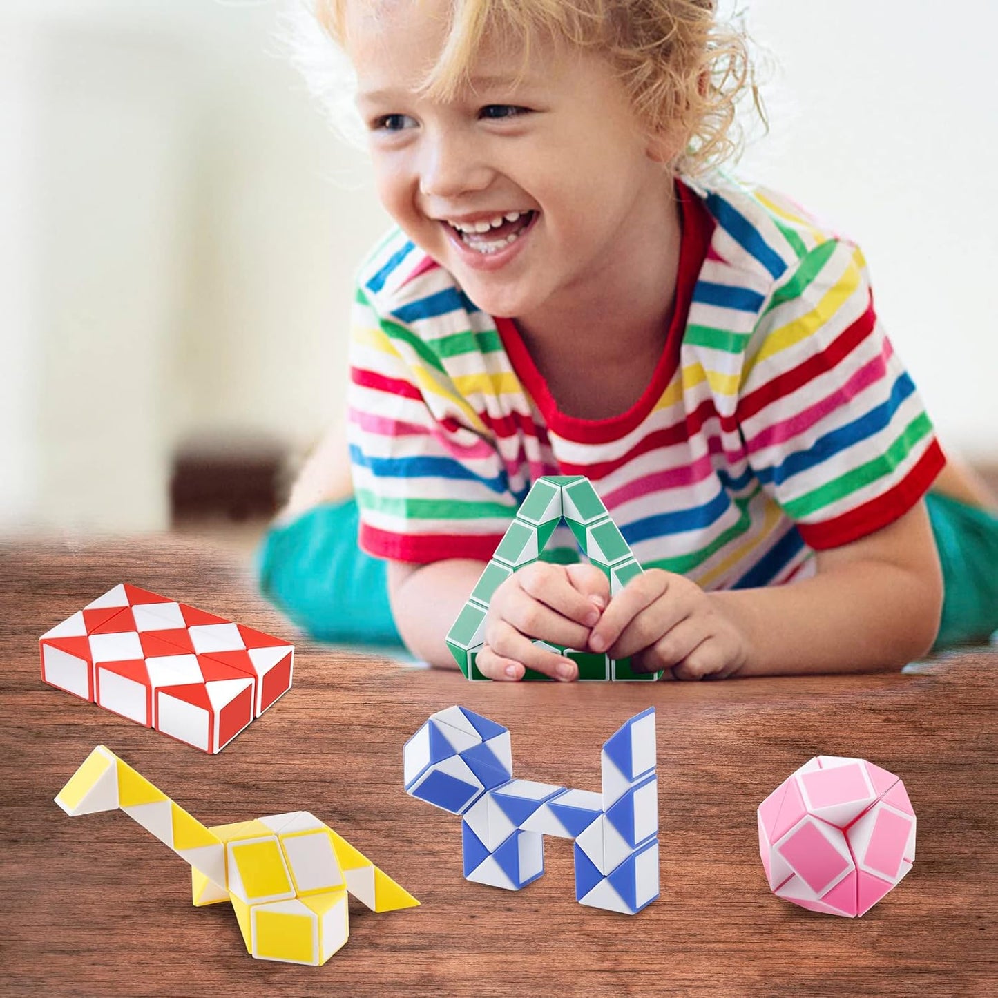 Ganowo 30 Pack Party Favor, Medium Fidget Snake Cube Twist Puzzle Toys for Kids Teens Stocking Stuffers Bulk Birthday Party Supplies Goodie Bags Fillers, Random Colors