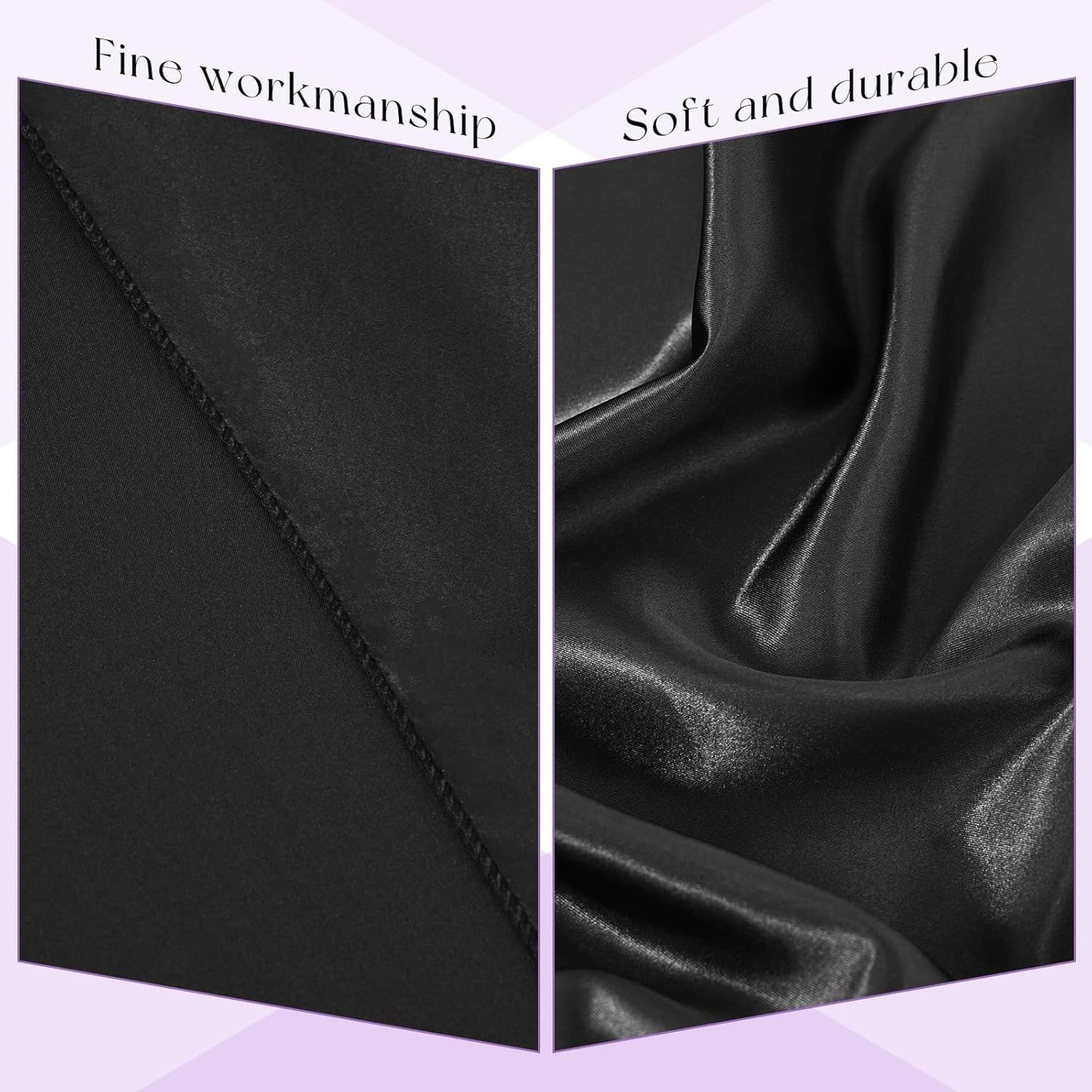 6 Packs Satin Tablecloth 57 x 108 Inch Black Rectangular Table Cloth Silk Tablecloth Smooth Fabric Overlay Satin Table Cover Decoration for Wedding Party Banquet Events