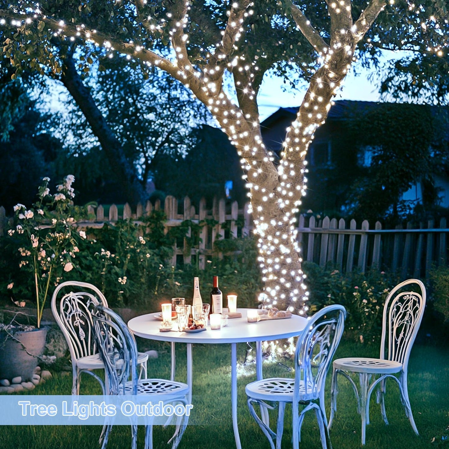 JMEXSUSS 800 LED White Christmas String Lights Outdoor, String Twinkle Lights Clear Wire Plug in for Tree Christmas Room Wedding Outside Decorations