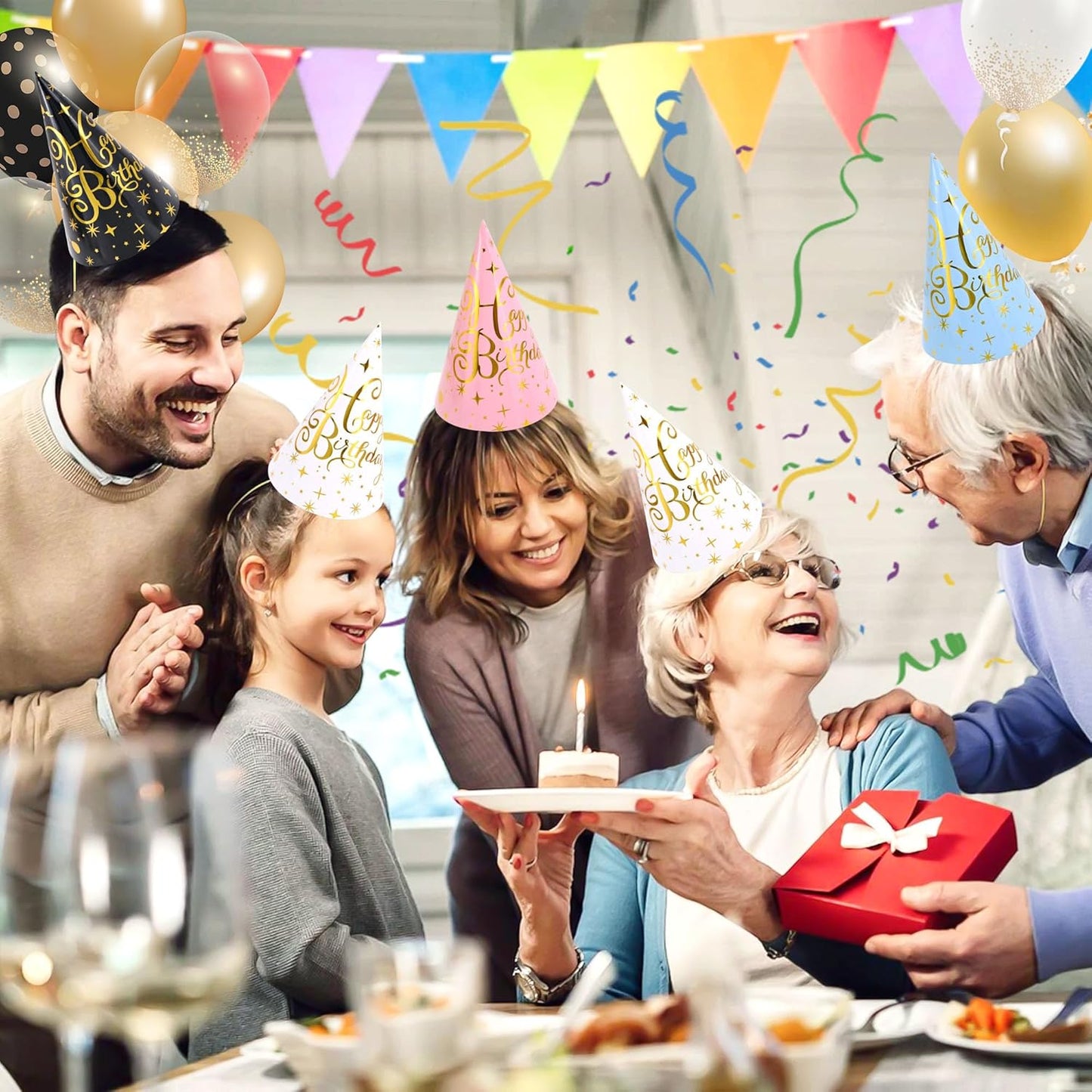 CANREVEL Party Hats for Kids and Adults, Party Headwear, Happy Birthday Hats, Birthday Party Decorations