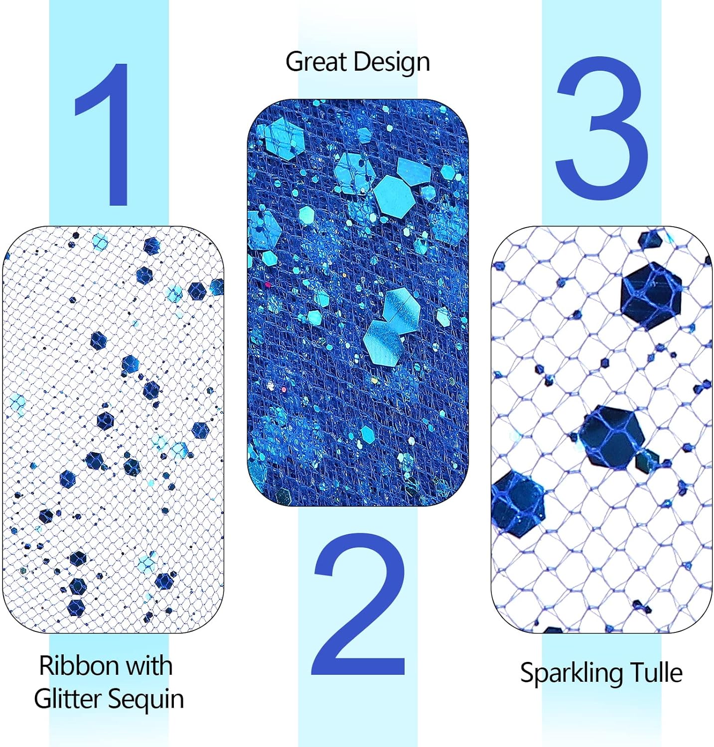 Glitter Tulle Rolls, 6” by 50 Yards (150FT) Sparkling Tulle Spool Ribbon Sequin Tulle Netting Fabric for Tutu Skirt Wedding Birthday Baby Shower(Royal Blue)