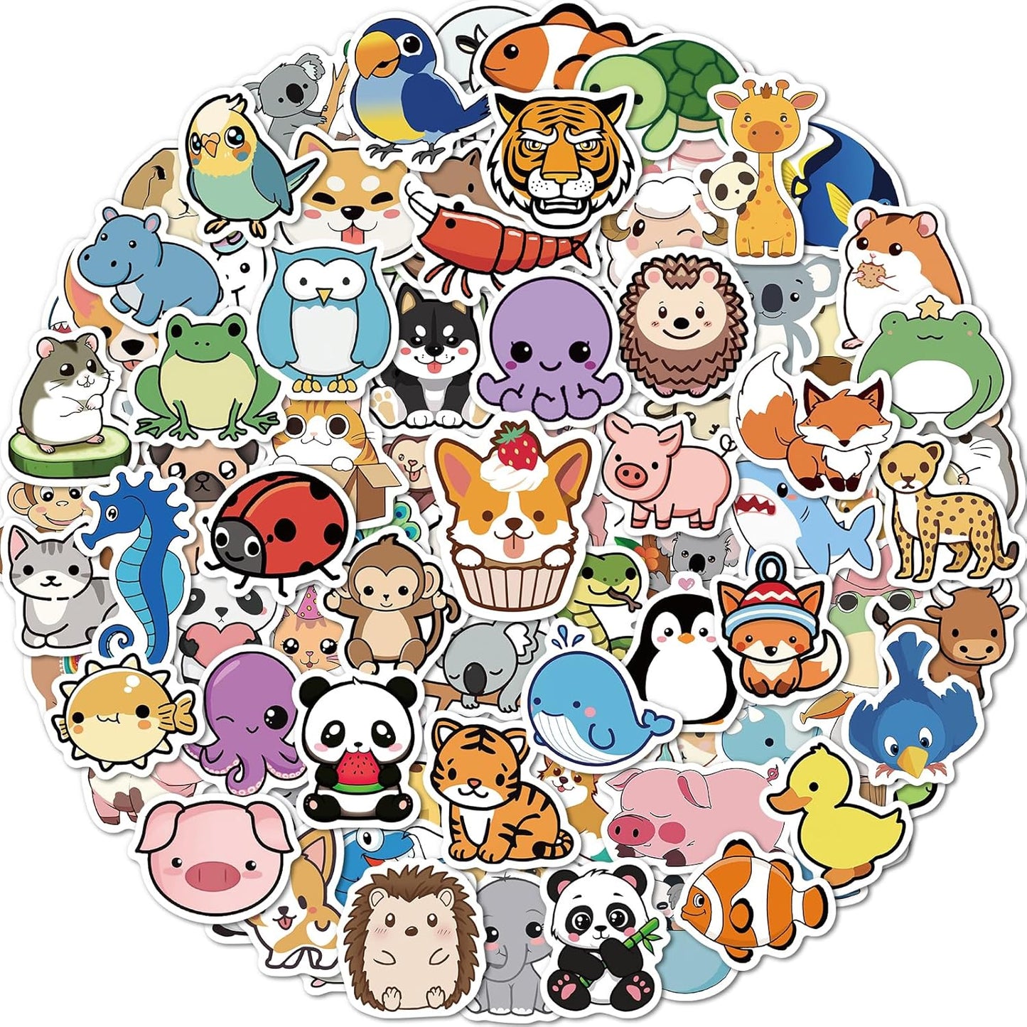 100 Pcs Animal Stickers for Kids, Cute Water Bottle Stickers for Kids Waterproof, Vinyl Laptop Kid Sticker Pack, Kid Classroom Prizes for Elementary Students