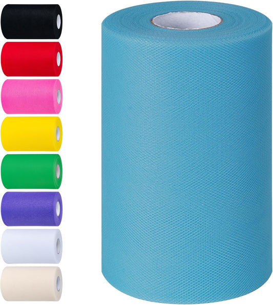 Peacock Blue Tulle Fabric Rolls 6 Inch by 100 Yards (300 feet) Tulle Roll Spool Fabric for DIY Tutu Skirt Baby Shower Birthday Party Wedding Decorations Christmas Craft Supplies (Peacock Blue)