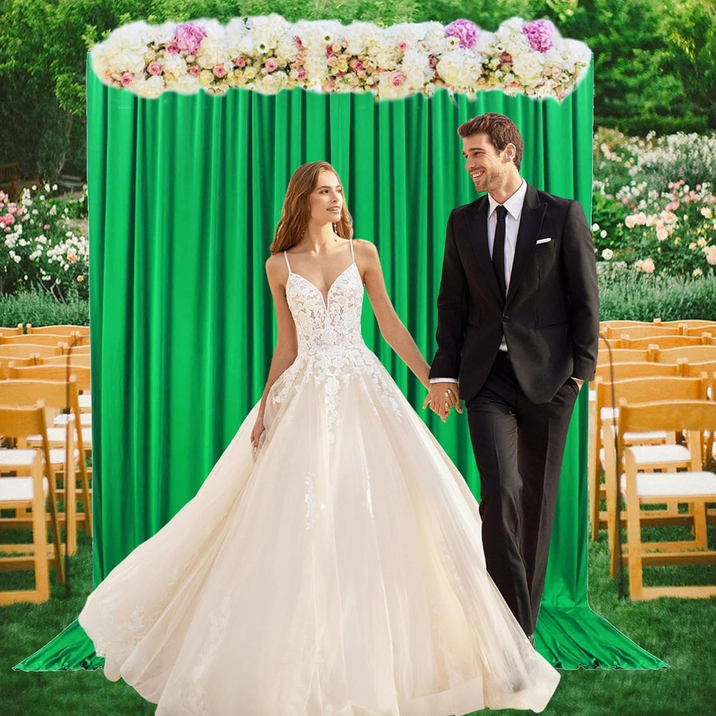 2 Panels Grass Green Backdrop Curtain, 10 x 7 Feet Background Curtains for Parties, Weddings, Baby Showers, Bachelorette Halloween, Christmas Birthday Party Photoshoot Backdrop Curtains Decorations