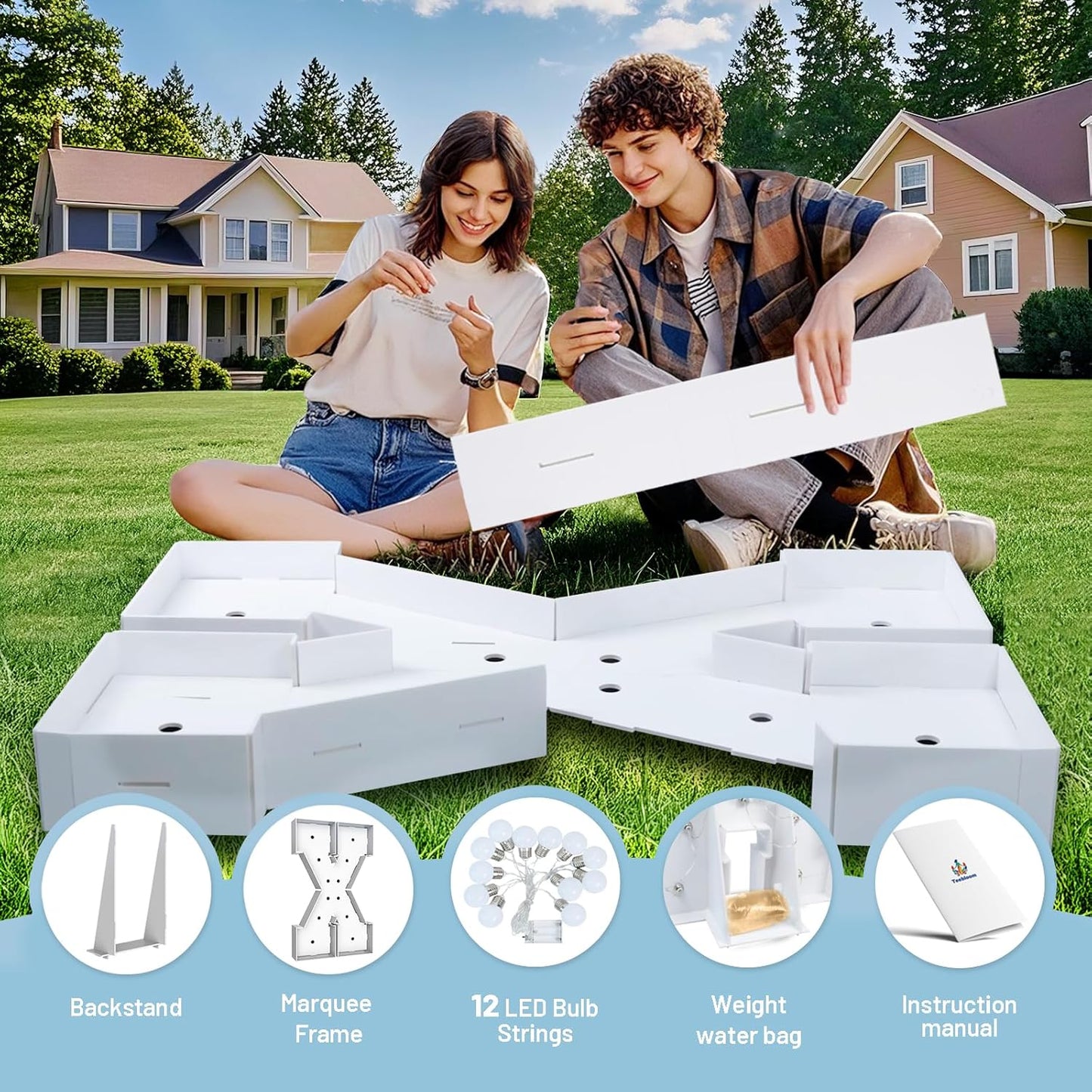 4FT Marquee Light Up Letters X,Party Decoration Large Marquee Light Up Letters with Weighted Water Bag,Pre-cut Foam Board Set Can Be Used for Birthdays,Weddings,Baby Anniversaries