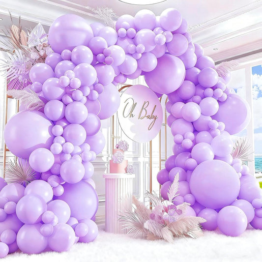 412pcs Pastel Purple Balloon Garland Arch Kit 18 12 10 5 Inch Different Sizes Light Purple Latex Balloons for Baby Shower Birthday Wedding Lavender Party Decoration