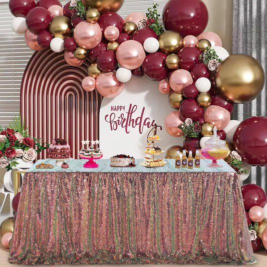 QueenDream Sparkly Sequin Tablecloth - Black GoldTable Cloth 50x80 Inches Rectangle Table Overlay Fabric for Birthday Parties Baby Shower Decoration