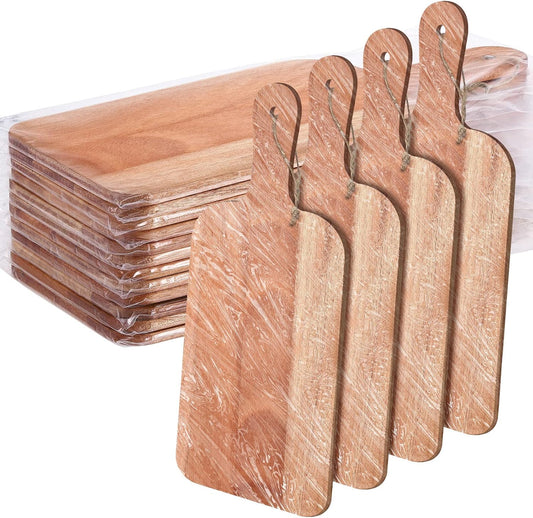 Patelai 12 Packs Wooden Cutting Board Set with Handles Large Kitchen Serving Plain Chopping Board Bulk Gifts for Mom for Vegetables Meat Pizza Cheese Fruit Bread(Walnut,15 x 7 Inch)