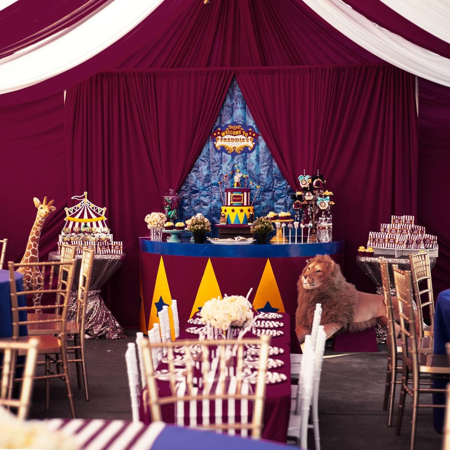 2 Panels Burgundy Backdrop Curtain, 10 x 7 Feet Background Curtains for Parties, Weddings, Baby Showers, Bachelorette Halloween, Christmas Birthday Party Photoshoot Backdrop Curtains Decorations