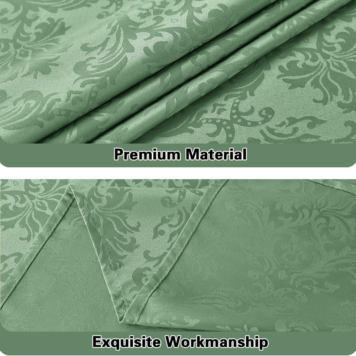Flower Jacquard Rectangle Tablecloth 60 x 102 Inch Waterproof Oil Proof Wrinkle Free Damask Table Cloth, Fabric Table Cover for Dining, Party, Banquet, Indoor, Outdoor, Sage Green