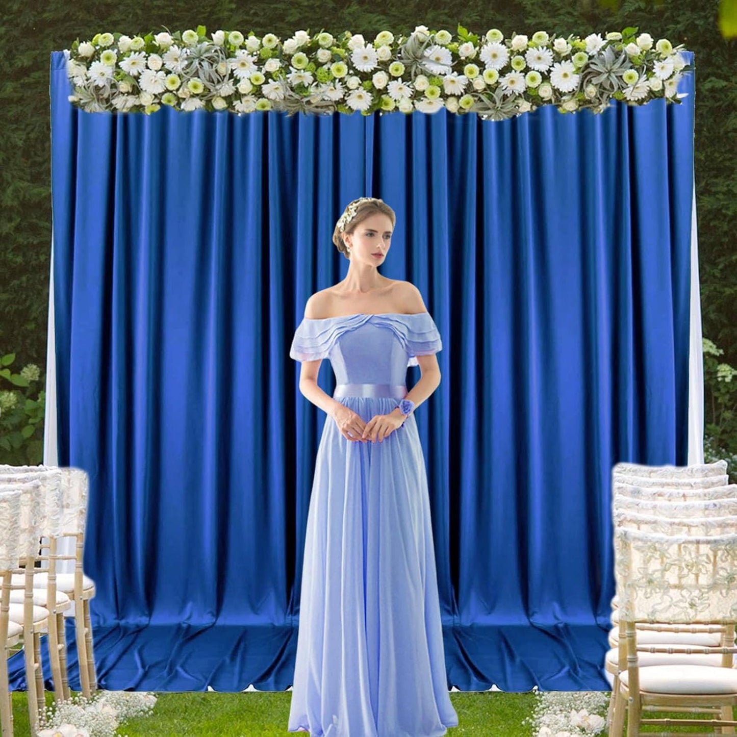 2 Panels Royal Blue Backdrop Curtain, 10 x 7 Feet Background Curtains for Parties, Weddings, Baby Showers, Bachelorette Halloween, Christmas Birthday Party Photoshoot Backdrop Curtains Decorations