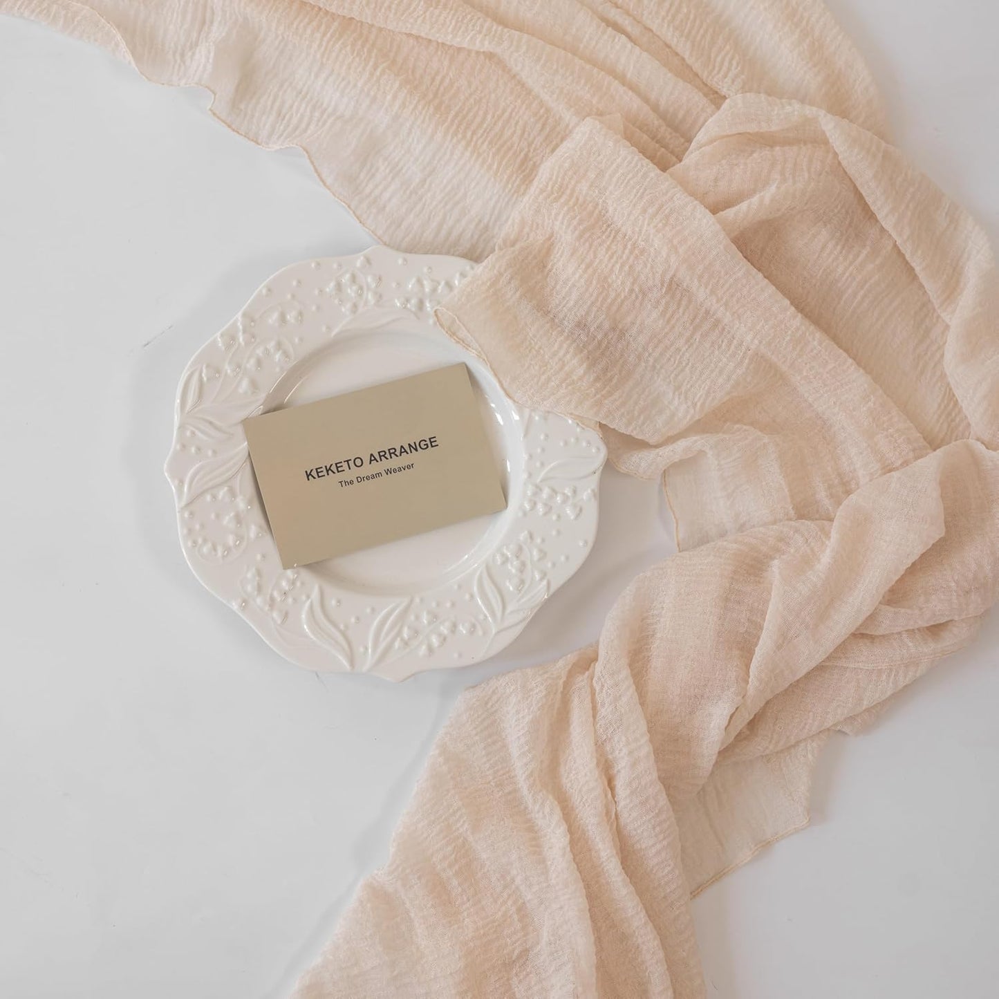 3Pcs Beige Gauze Rustic Cheesecloth Table Runner 120 Inch 10 FT for Wedding Baby Shower Bridal Shower Birthday Engagement Garden Outdoor Party Long Sheer Boho Decorations