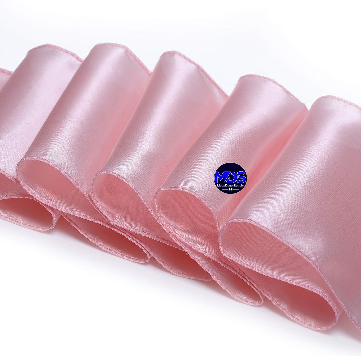 MDS Pack of 75 PCS Satin Chair Sashes Charmeuse Sateen Dining Chair Bows Ribbon Ties Back Sash for Wedding Party Birthday Home Hotel Restaurant Banquet Decoration (7 x 108 Inch, Blush Pink)