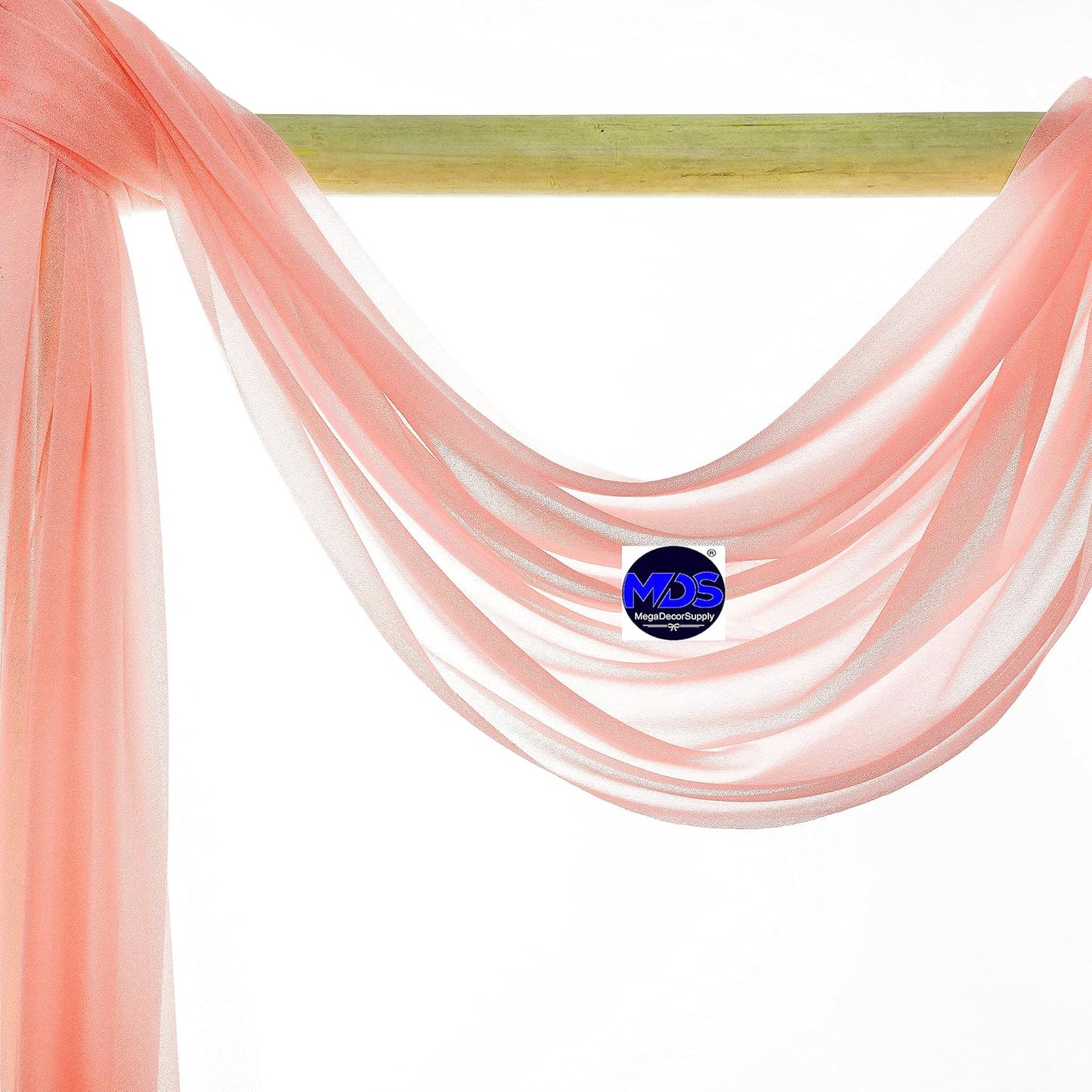 MDS Halloween Chiffon Draping Fabric - 1 Panel, 30" Wide x 40ft Long - Sheer Spooky Arbor & Canopy Drapery for Haunted House Backdrops, Party Ceilings, DIY Costumes & Themed Events - Peach